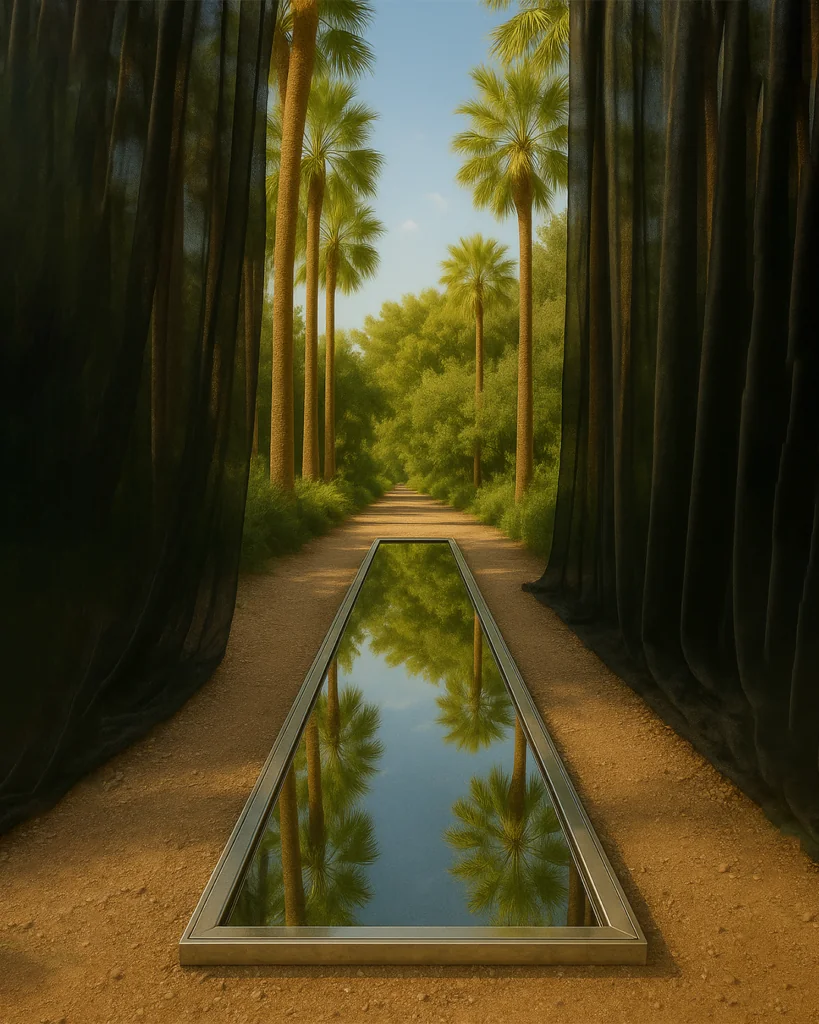 penthos-2020-black-tulle-water-basins-steel-frame-unrealized-site-specific-installation-proposal